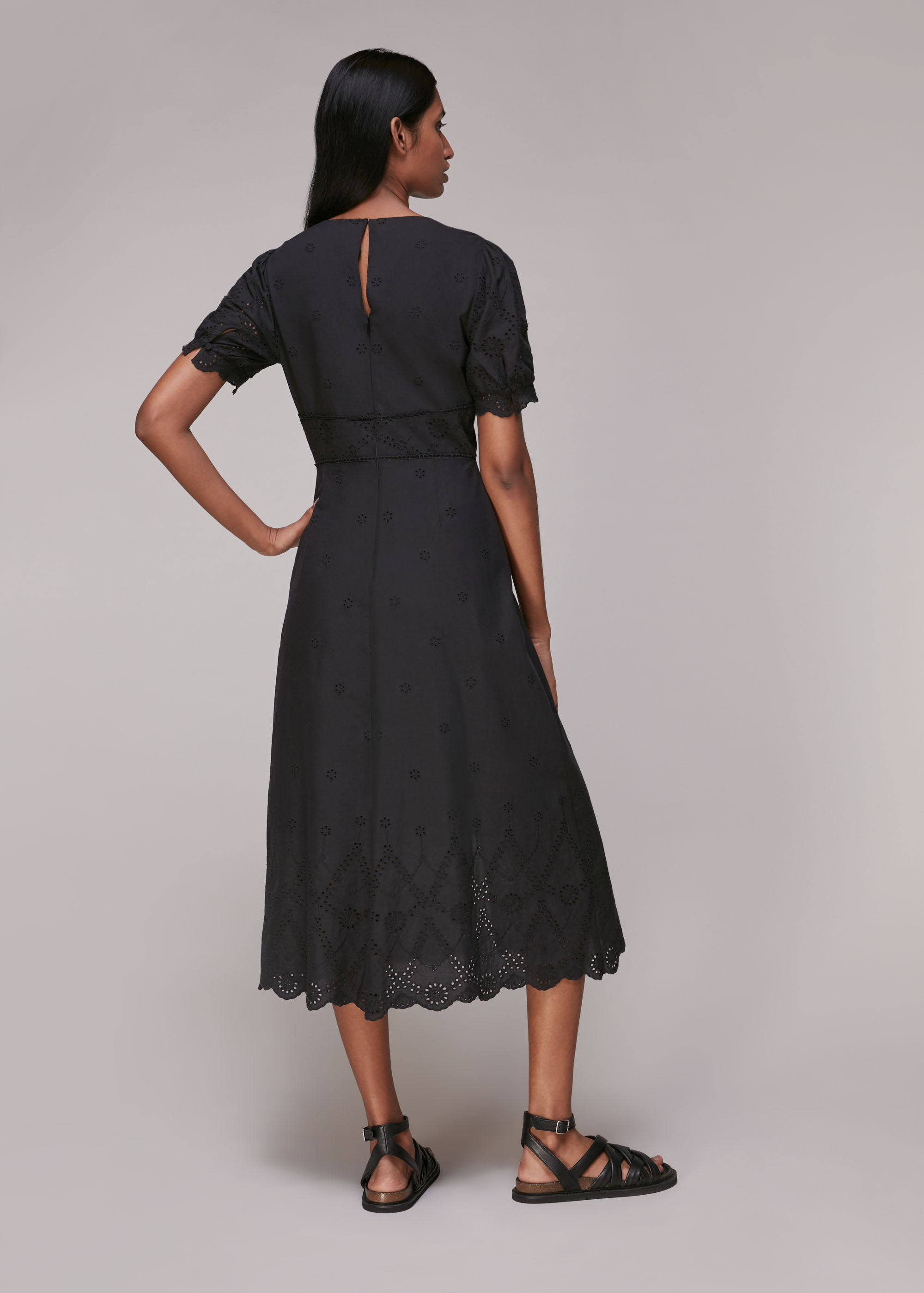 Black Carolyn Broderie Dress | WHISTLES ...